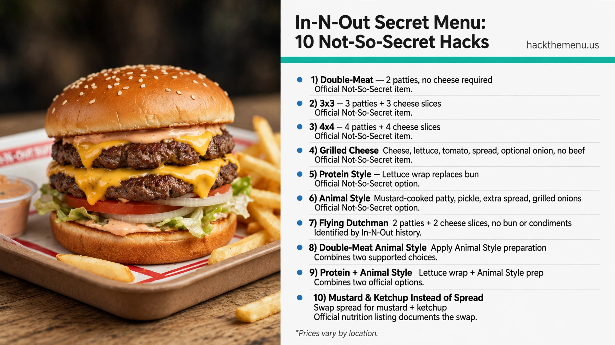In-N-Out secret menu hacks infographic