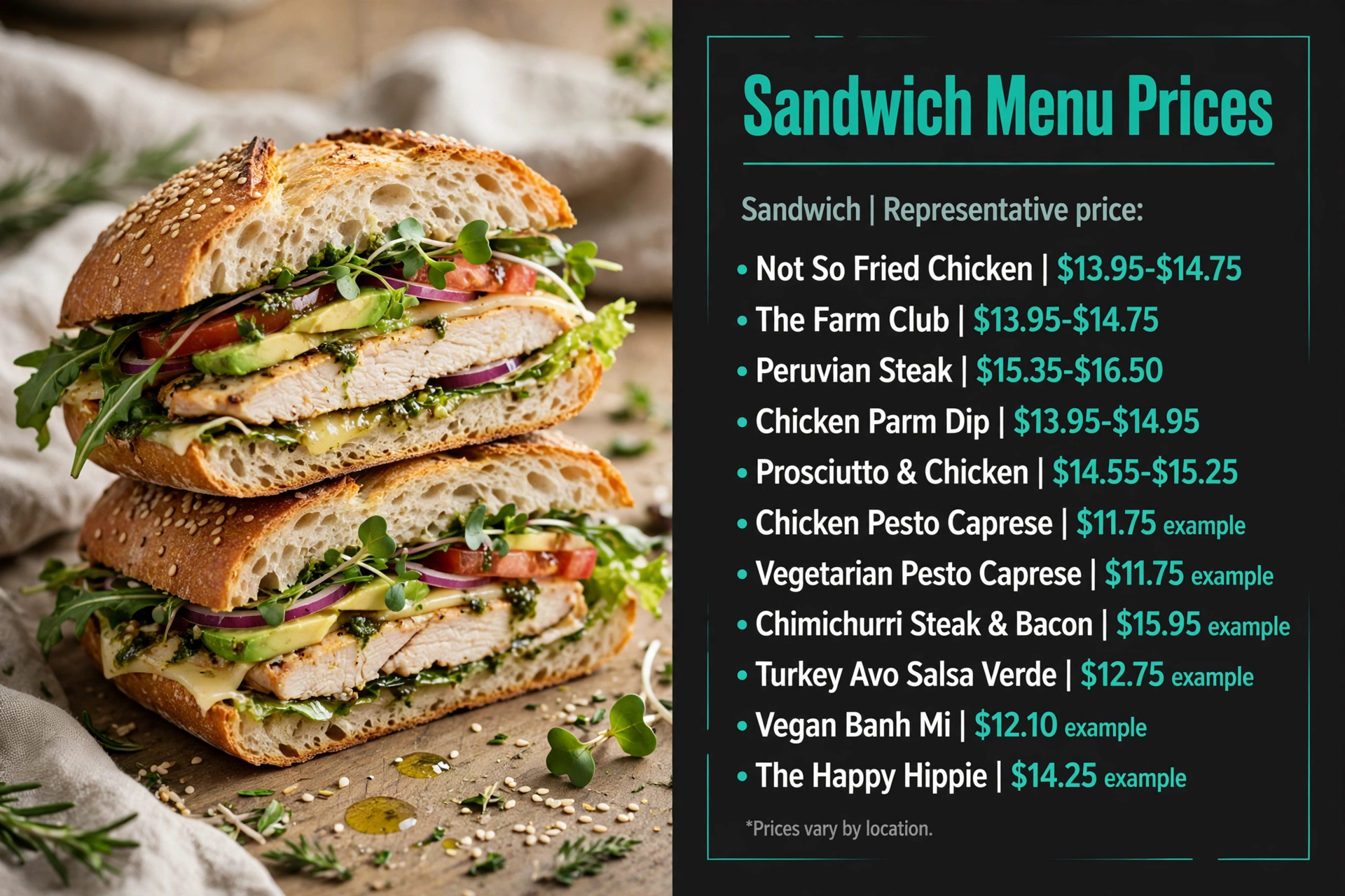 Infographic: Mendocino Farms Sandwich Menu Prices menu prices