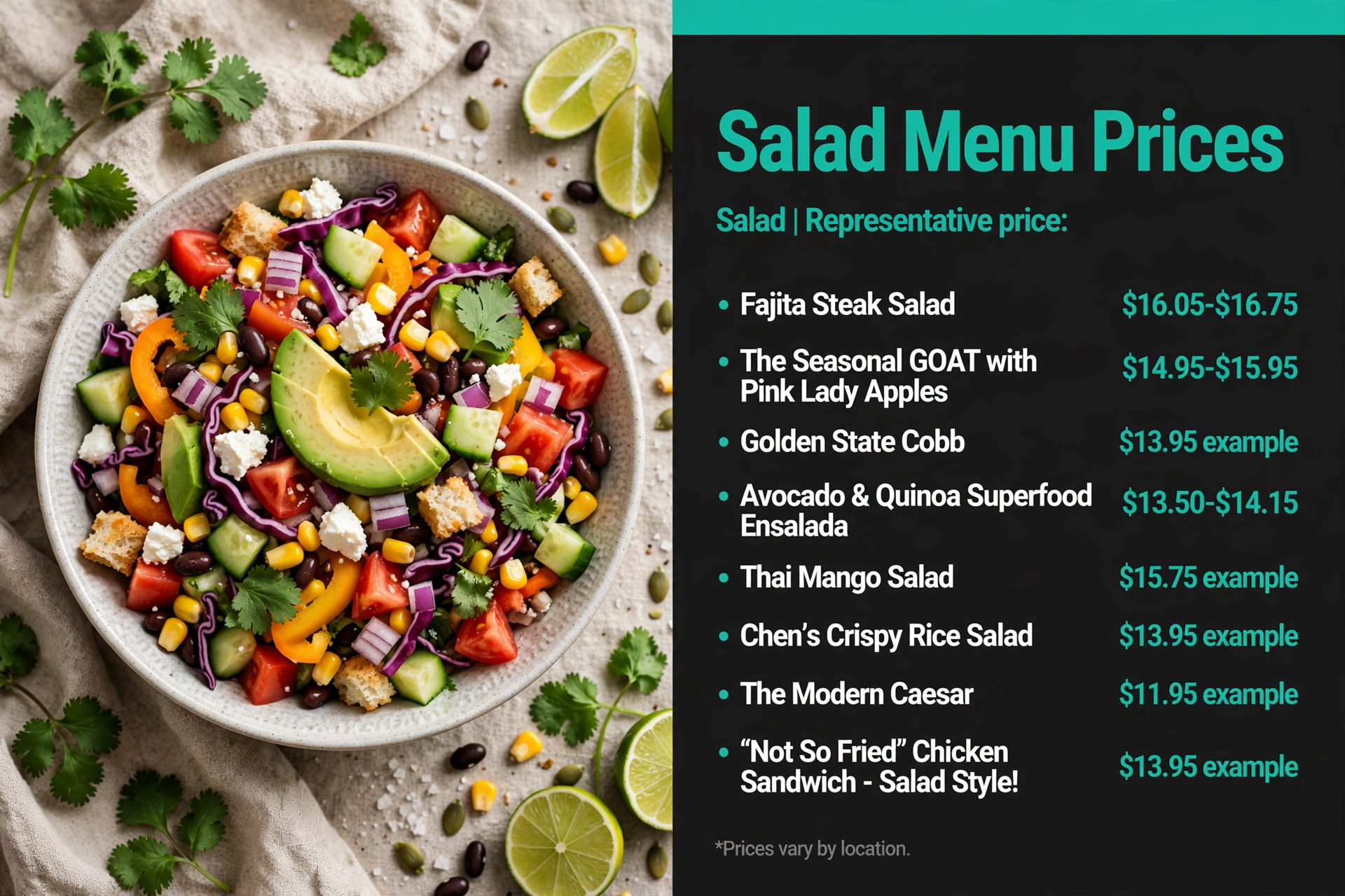 Infographic: Mendocino Farms Salad Menu Prices menu prices