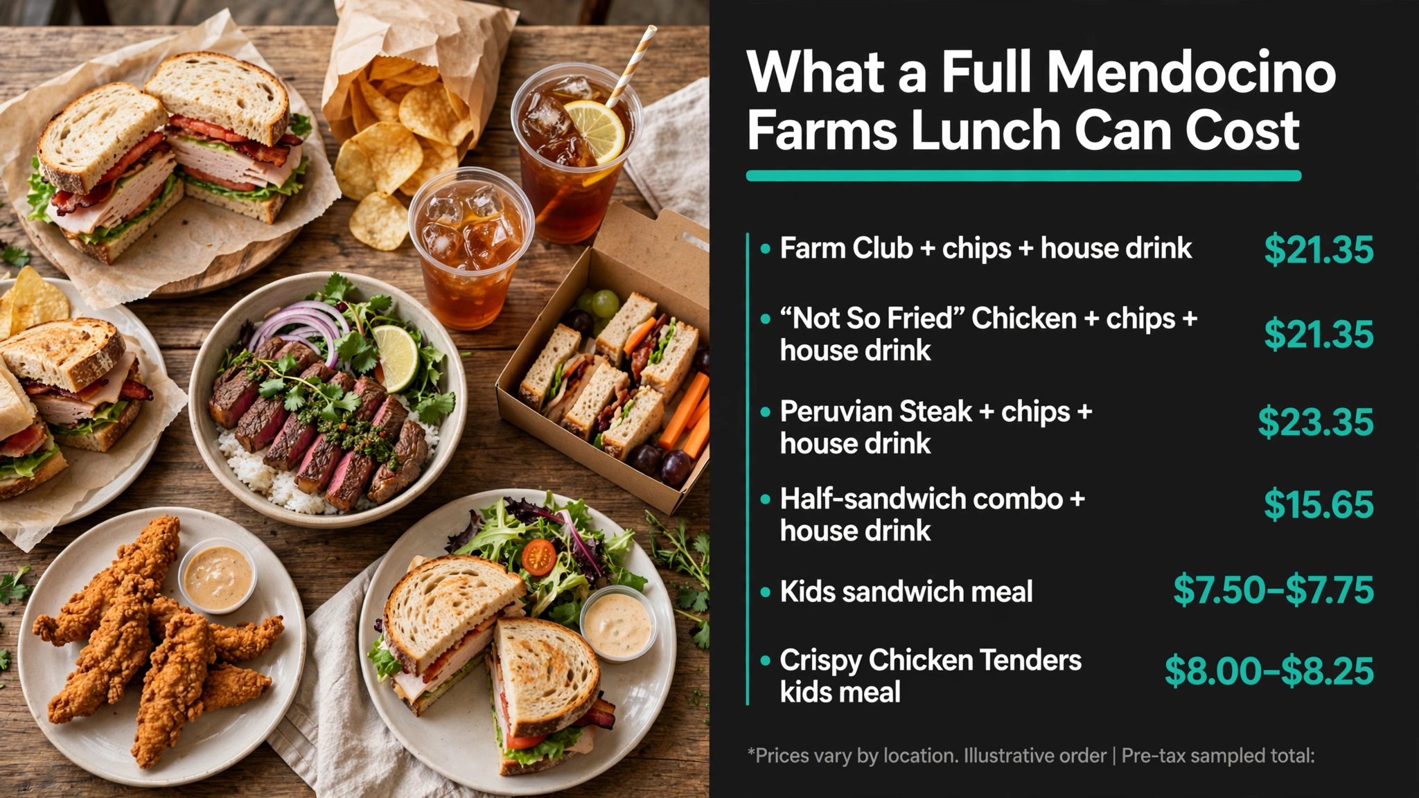 Infographic: Mendocino Farms Full Lunch Cost menu prices