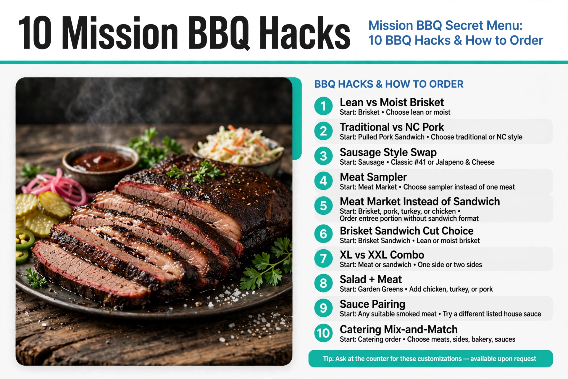 Mission BBQ secret menu hacks infographic