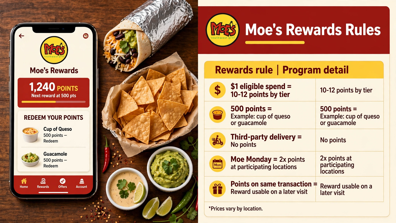 Moe's Southwest Grill menu table 17 infographic