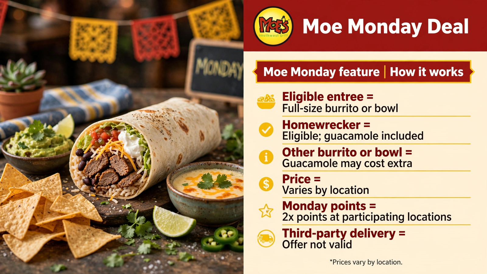 Moe's Southwest Grill menu table 18 infographic