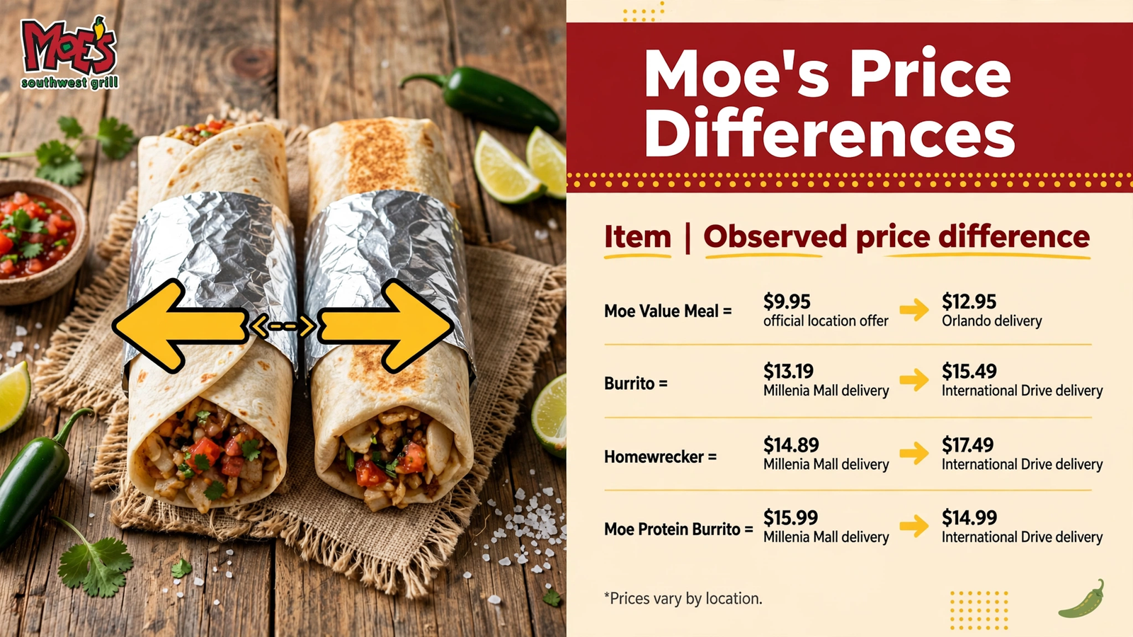 Moe's Southwest Grill menu table 19 infographic