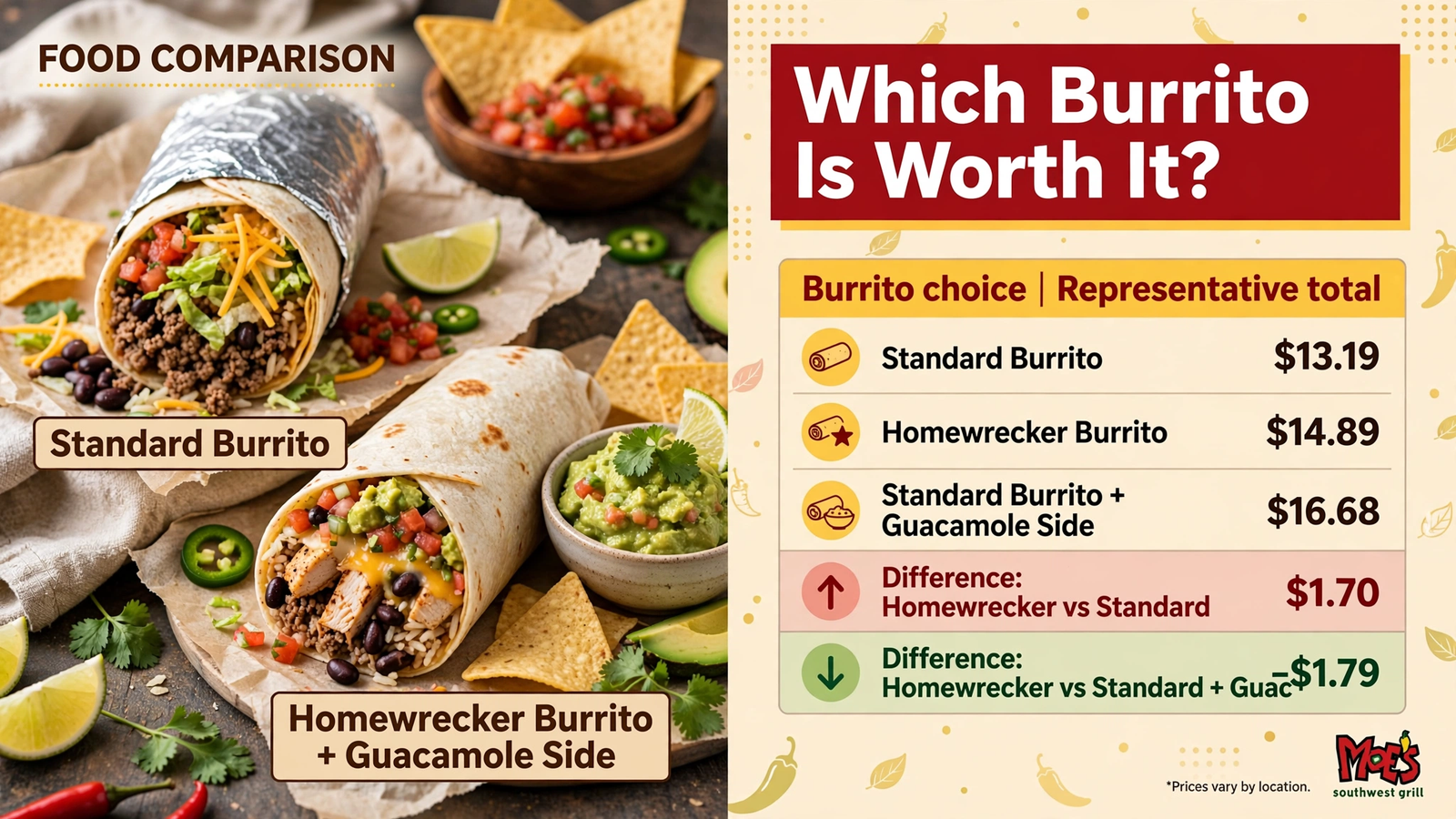 Moe's Southwest Grill menu table 22 infographic