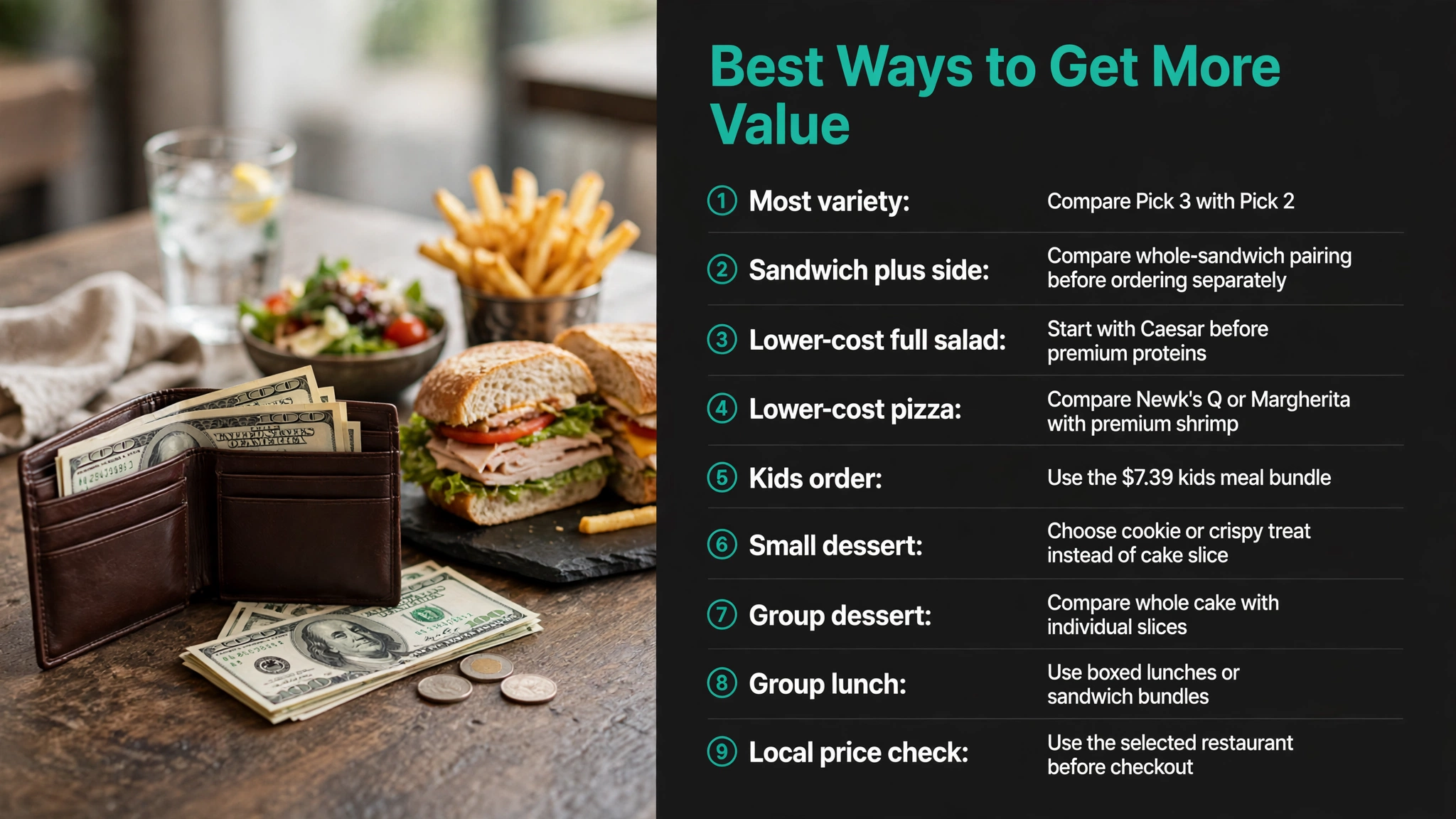 Newk's Eatery ways to get more value infographic