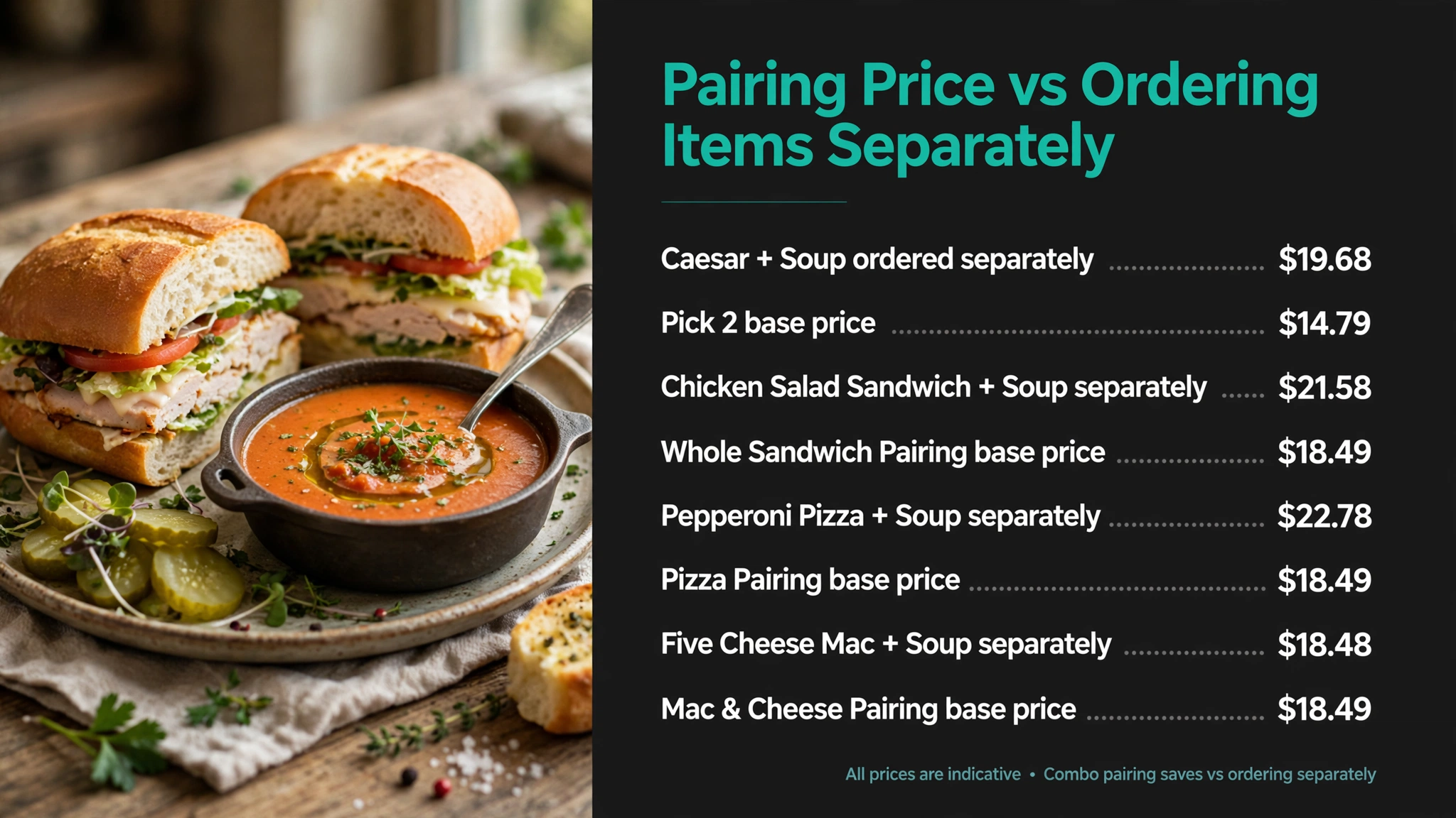 Newk's Eatery pairing price vs ordering separately infographic