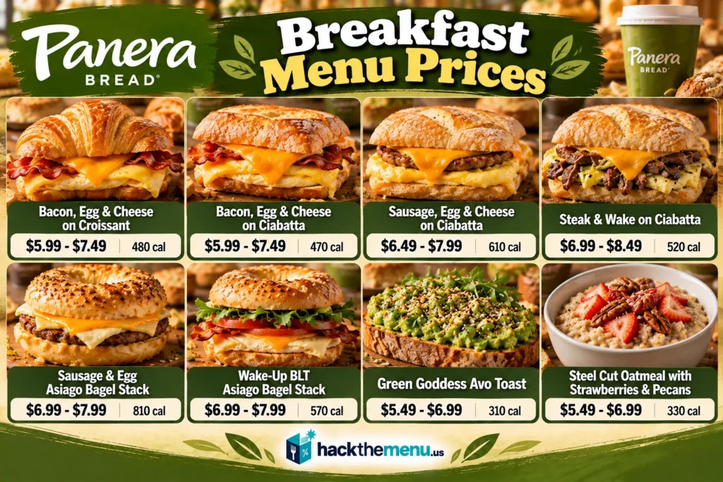 Panera Bread Menu Breakfast infographic