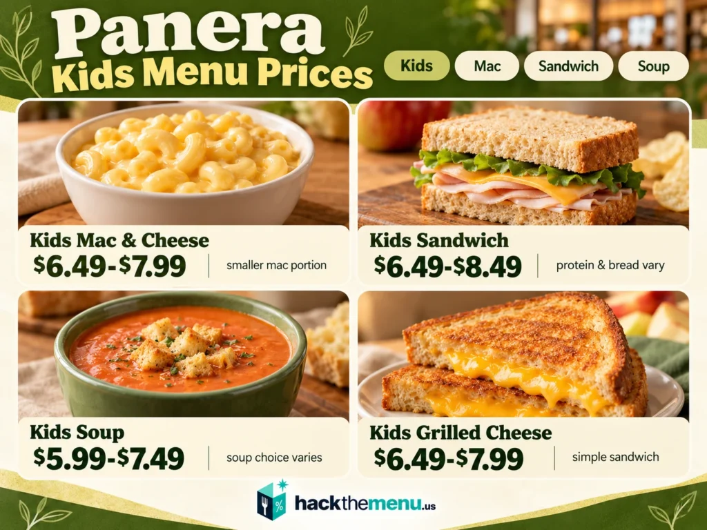 Panera Bread Menu Kids Menu infographic