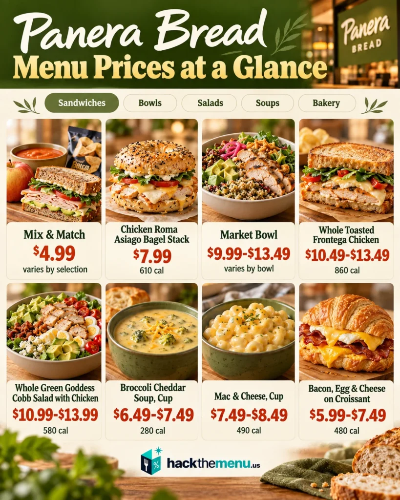 Panera Bread Menu Overview infographic