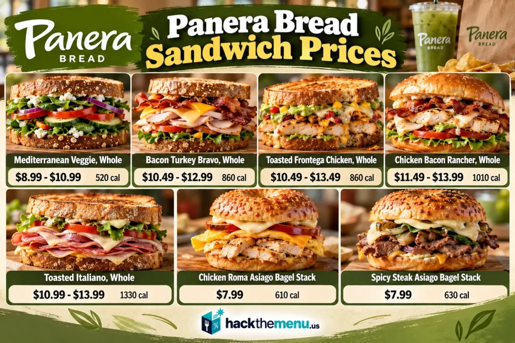 Panera Bread Menu Sandwiches infographic