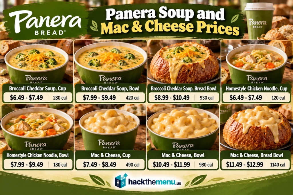 Panera Bread Menu Soups And Mac Cheese infographic