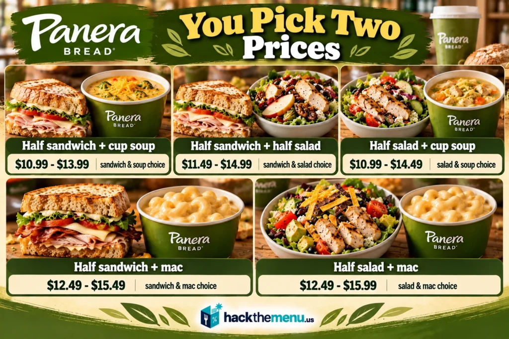 Panera Bread Menu You Pick Two infographic