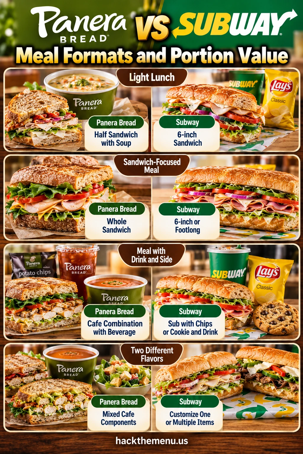 Panera Bread Vs Subway Meal Formats Portion Value infographic
