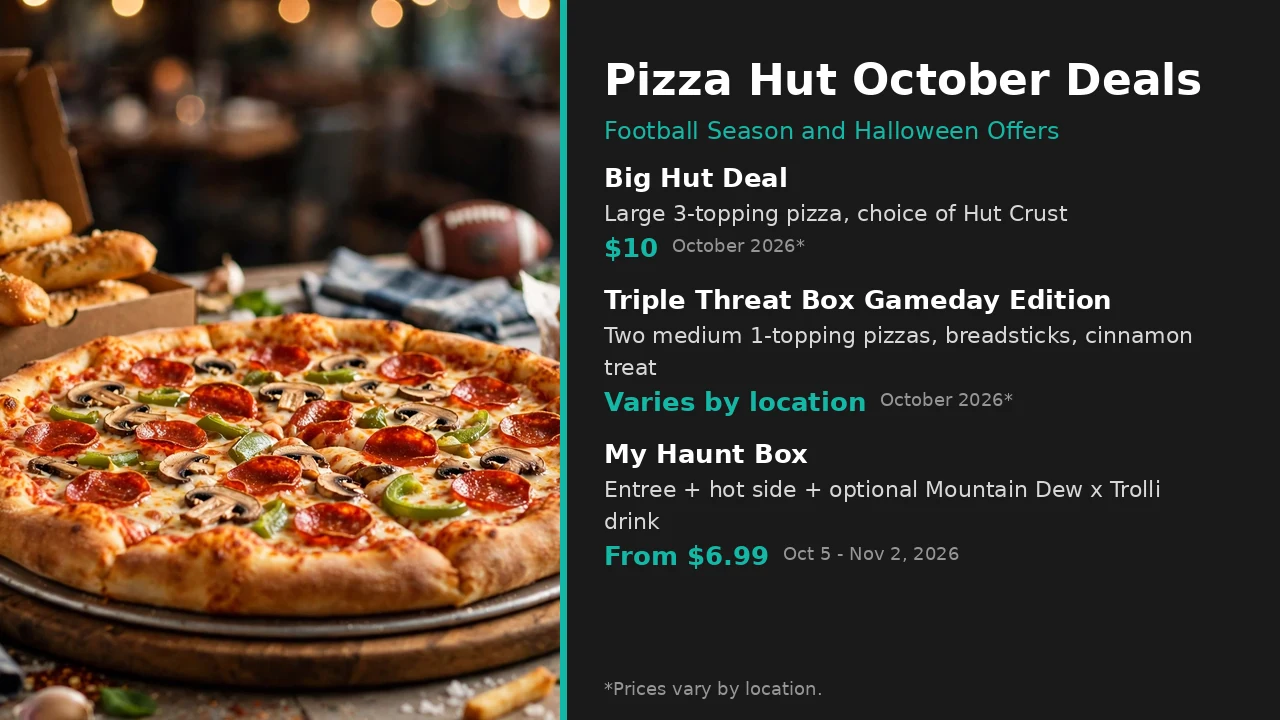 Infographic: Pizza Hut $10 Big Hut Deal, Triple Threat Box Gameday Edition and My Haunt Box, October 2026
