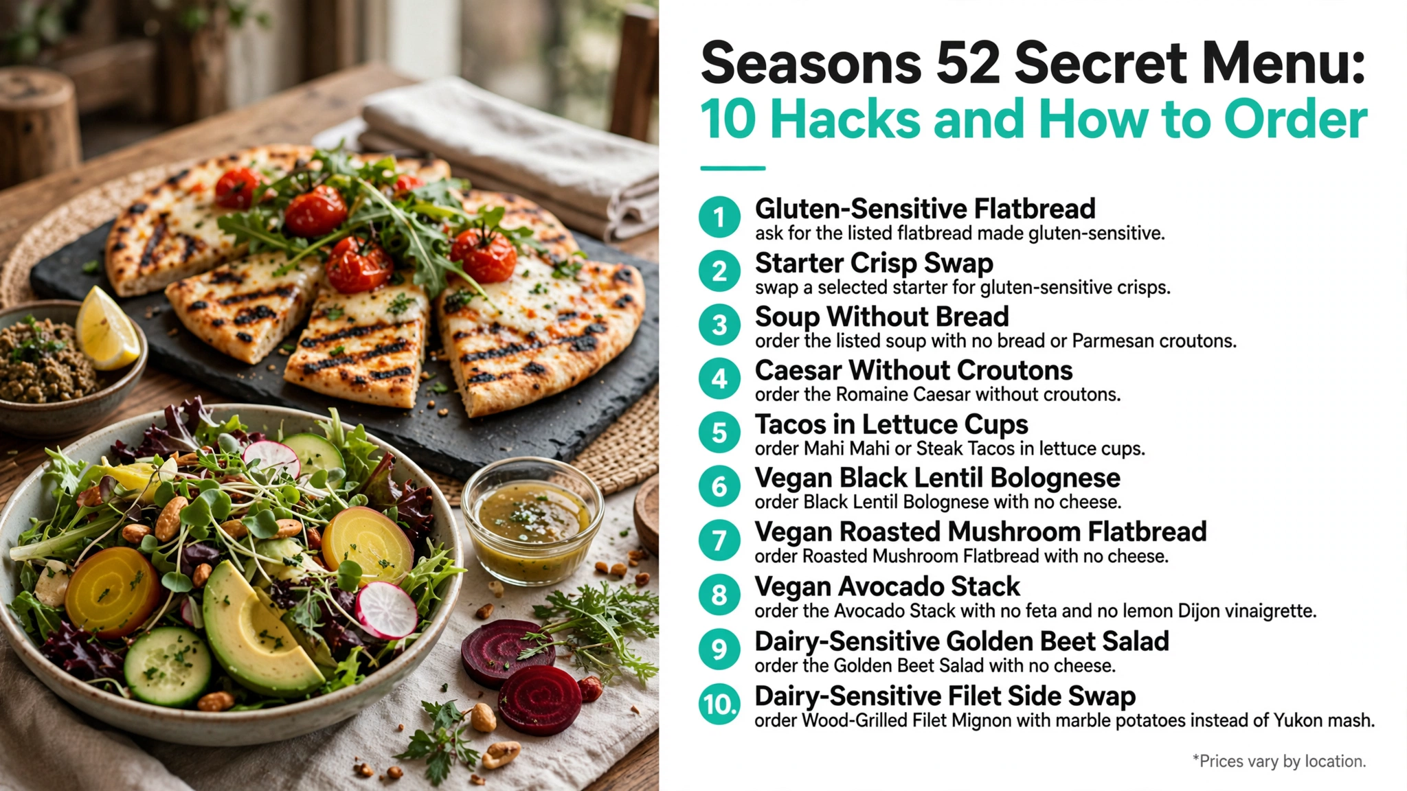 Seasons 52 secret menu 10 hacks and how to order infographic