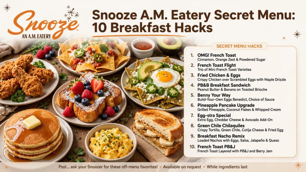 Snooze A.M. Eatery Secret Menu: 10 Breakfast Hacks infographic