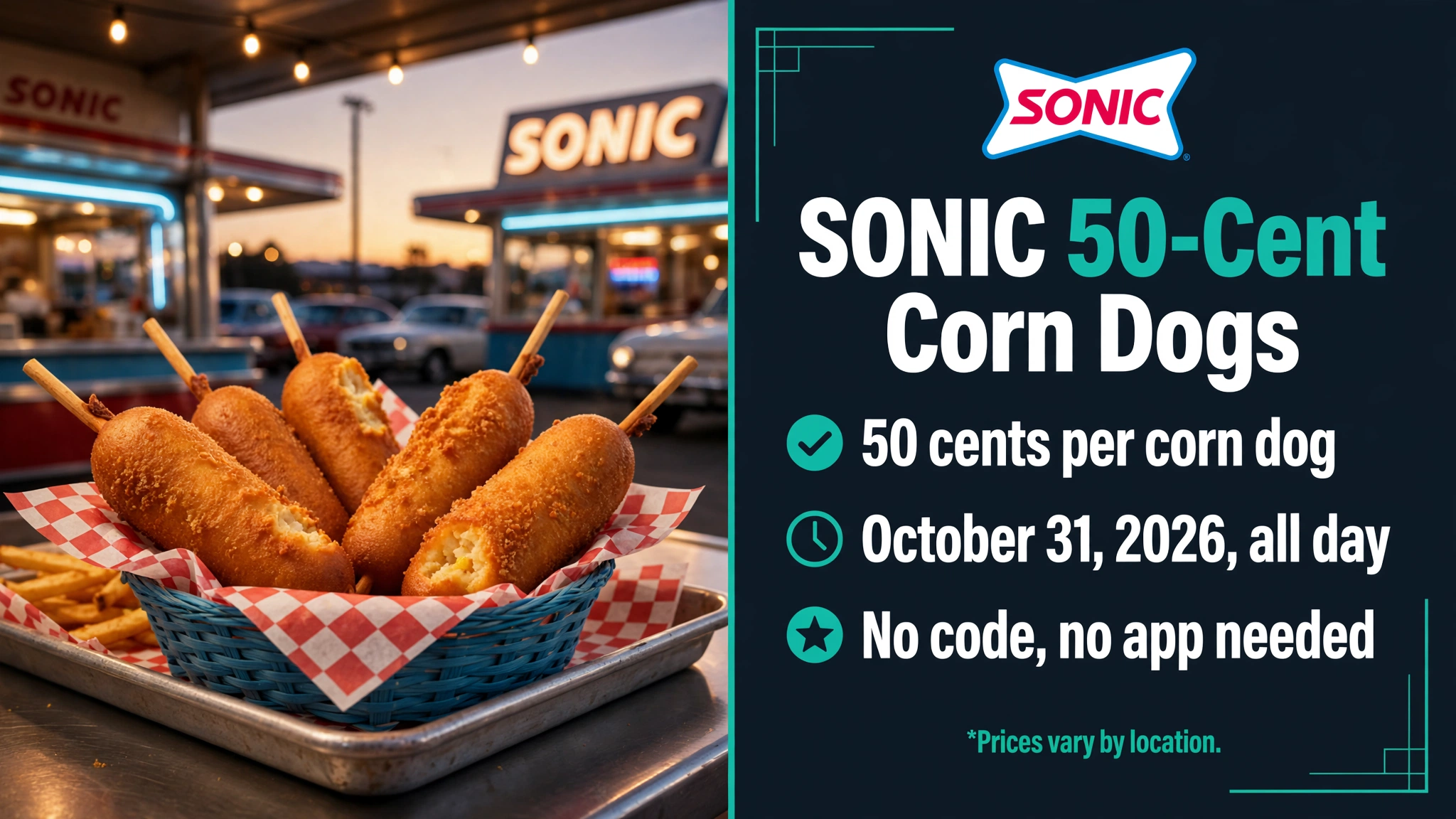 Sonic 50 Cent Corn Dogs Halloween deal infographic