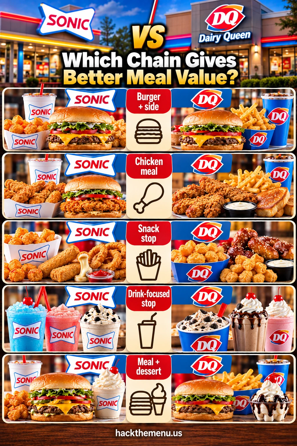 Sonic Vs Dairy Queen Better Meal Value infographic