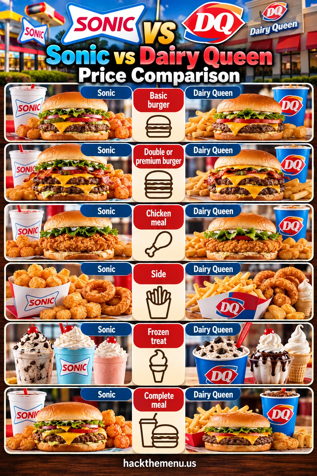 Sonic Vs Dairy Queen Price Comparison infographic