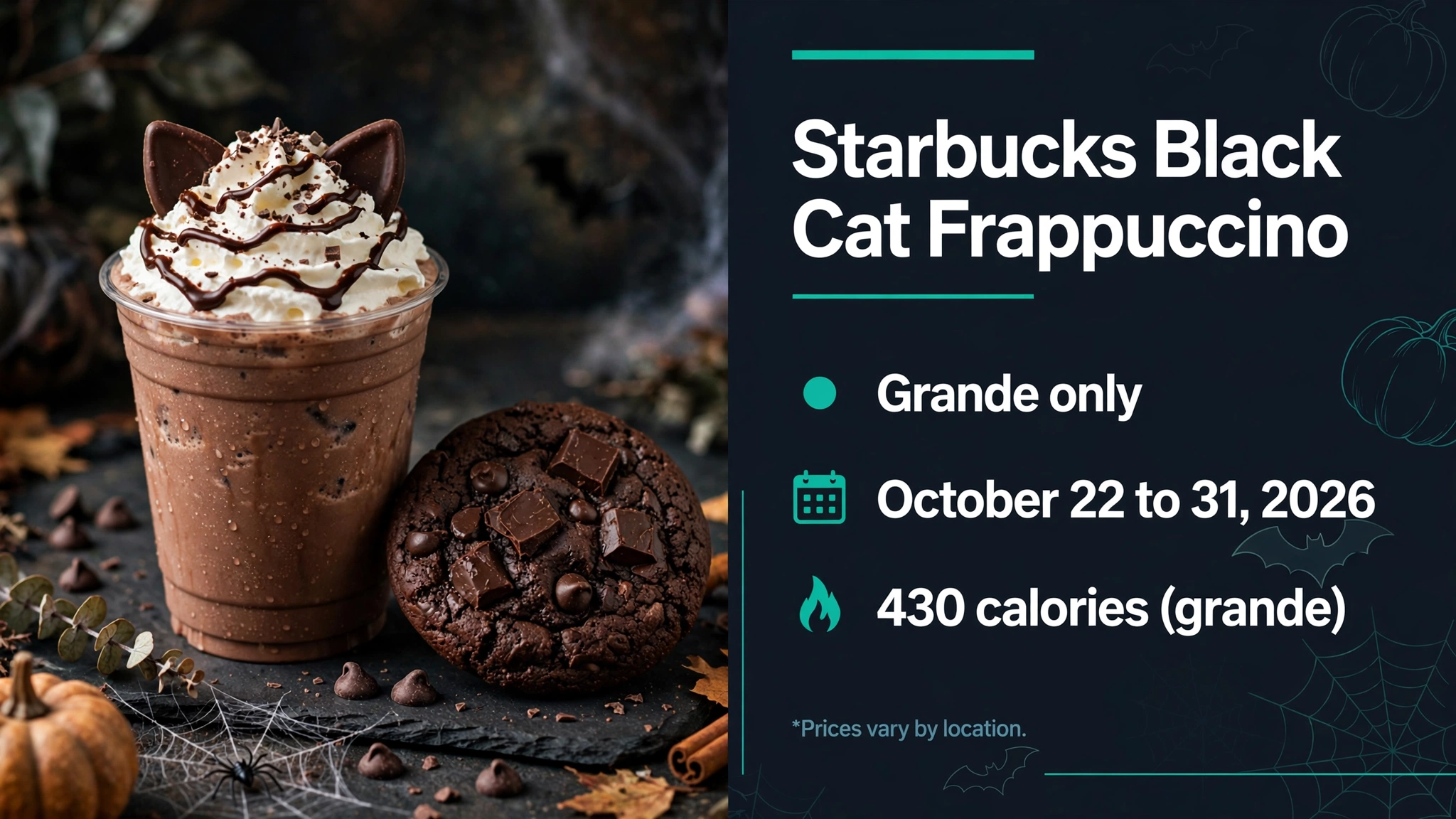 Starbucks Black Cat Frappuccino Black Night Cookie deal infographic