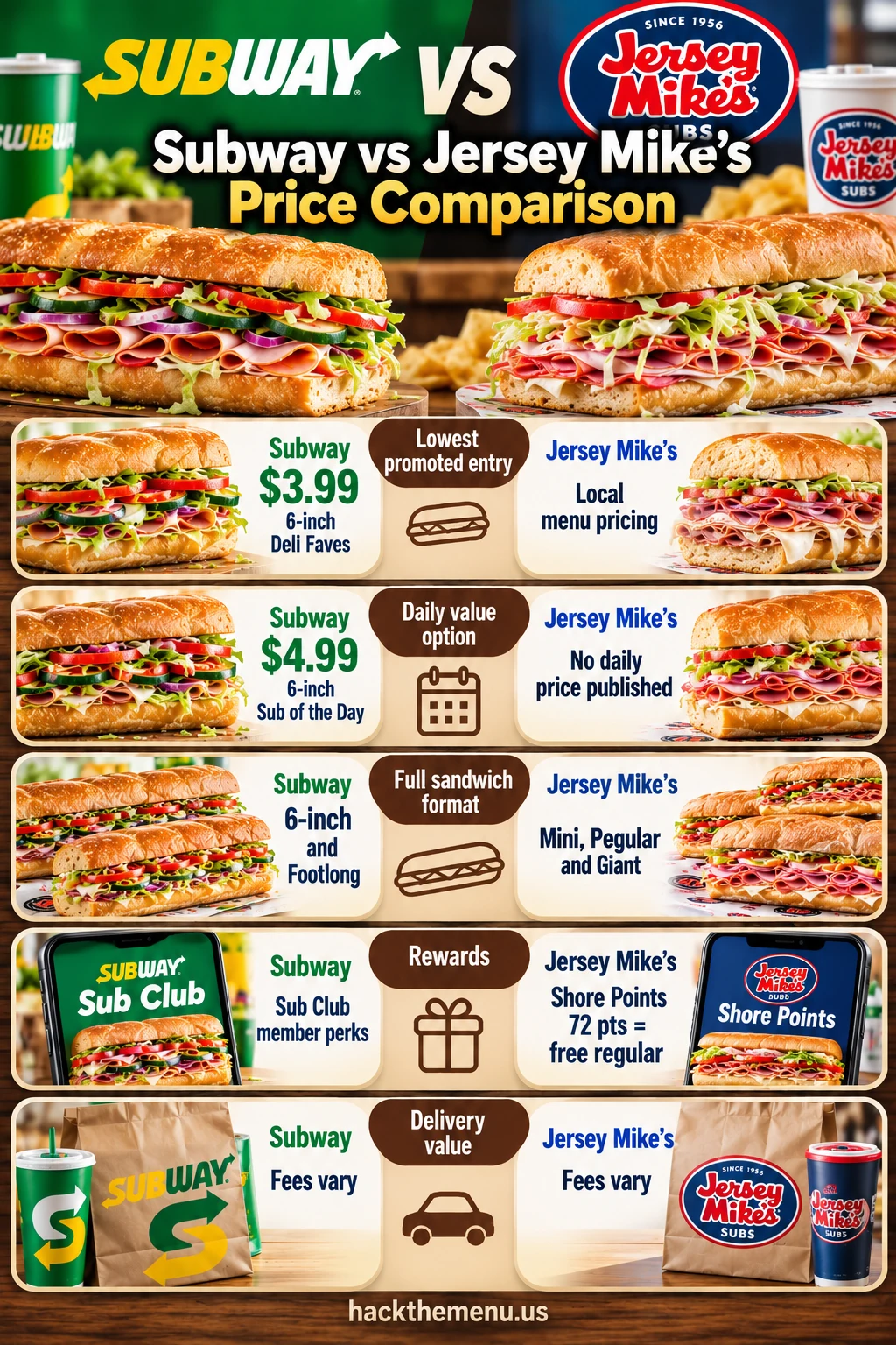 Subway Vs Jersey Mikes Price Comparison infographic