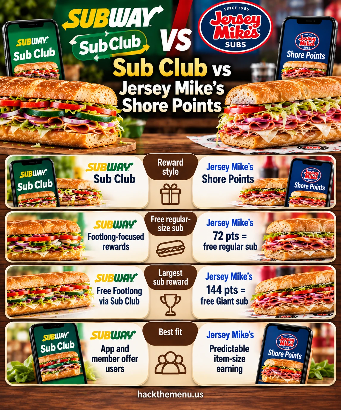 Subway Vs Jersey Mikes Sub Club Vs Shore Points infographic