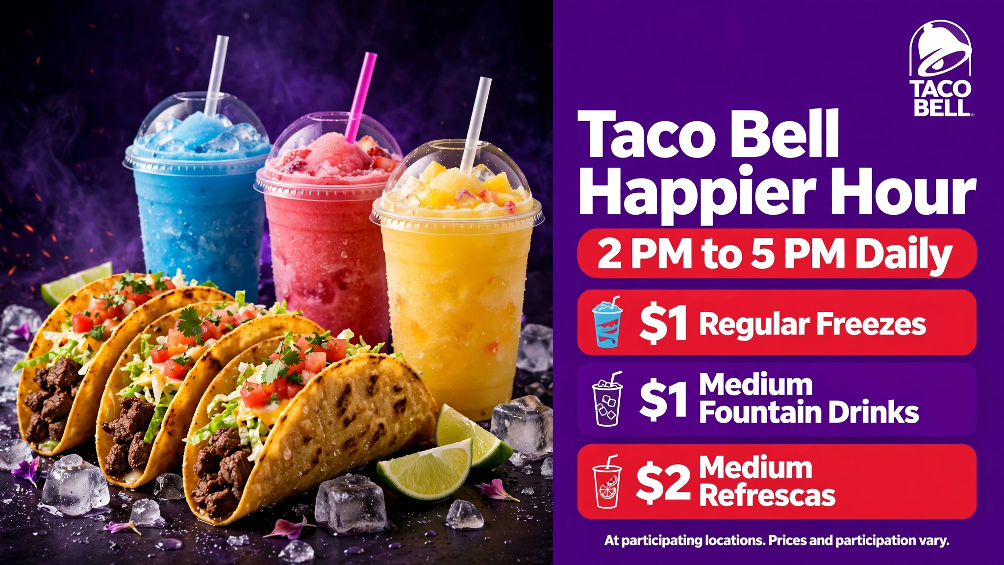 Taco Bell Happier Hour Guide infographic