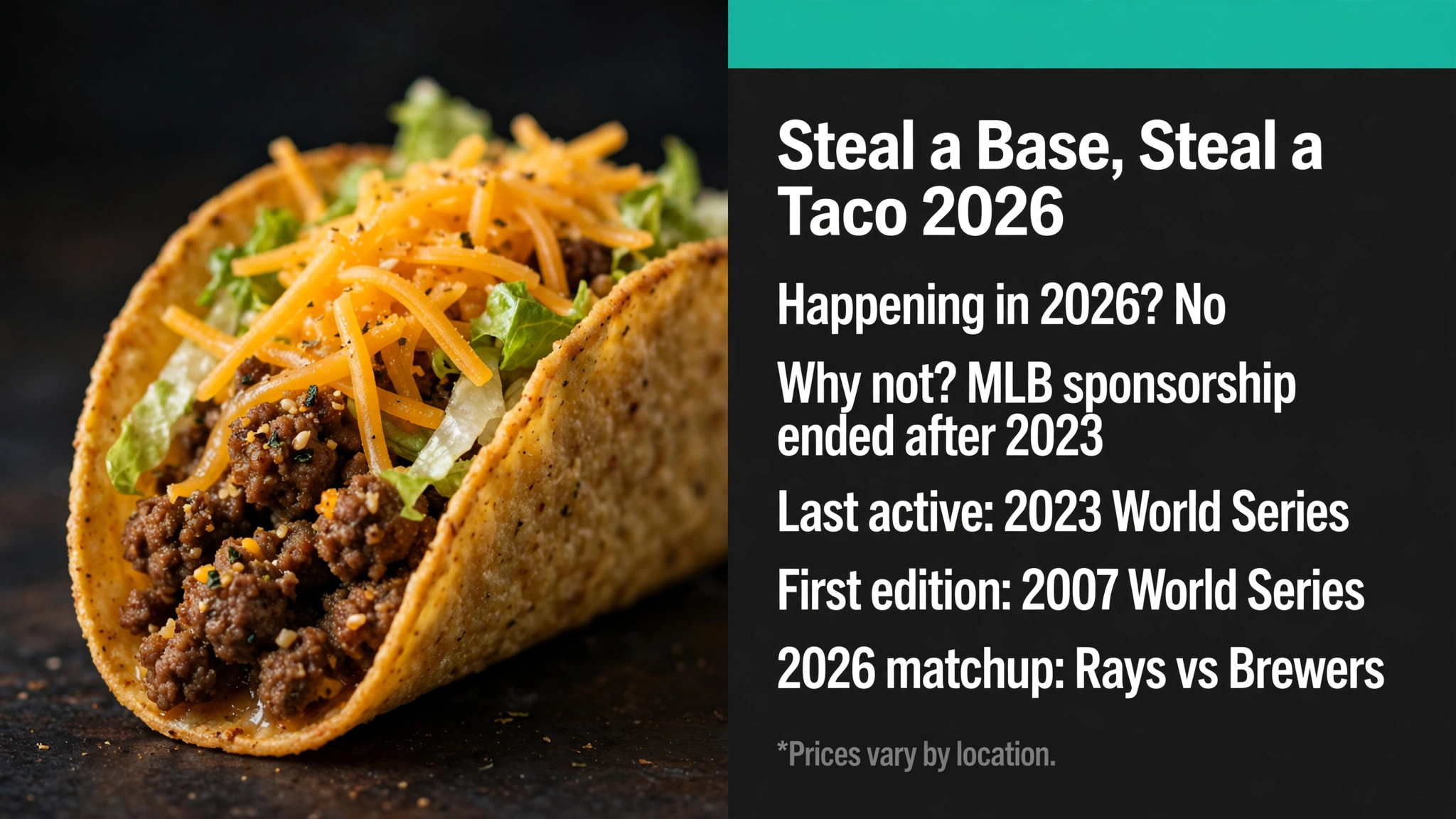 Taco Bell Steal A Base Steal A Taco 2026 deal infographic