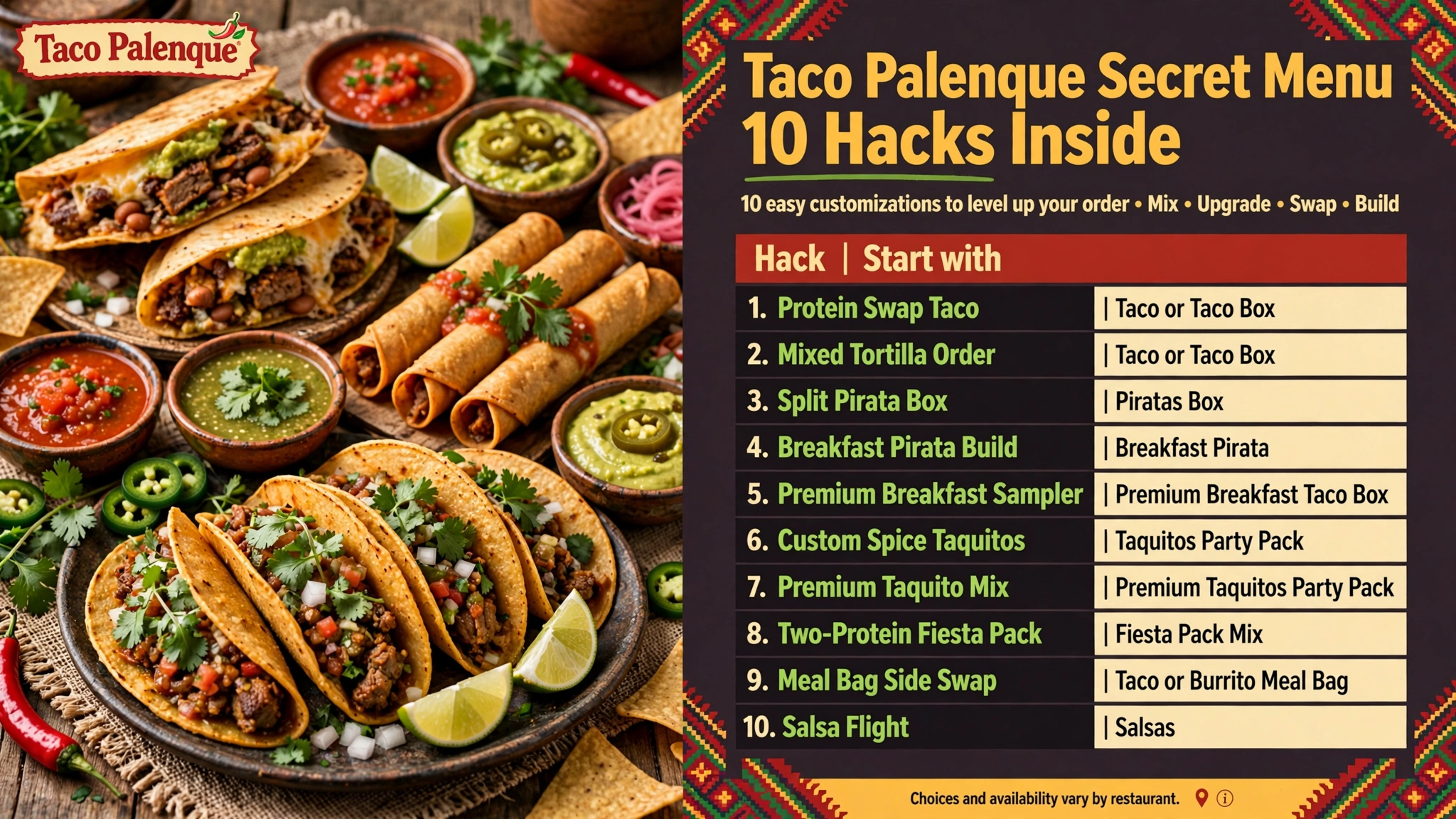 Taco Palenque Secret Menu 10 Hacks infographic