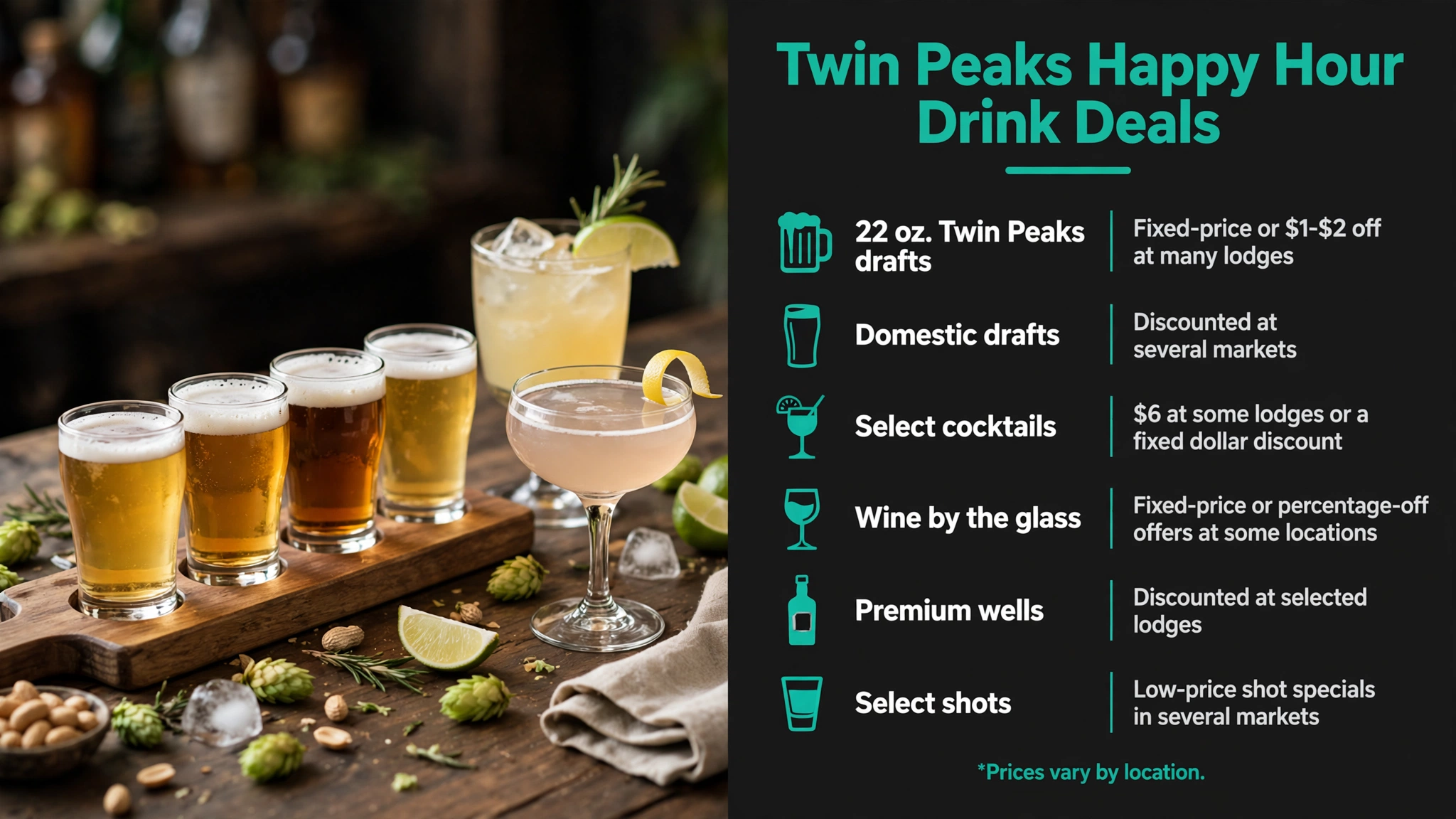 Infographic: Twin Peaks Twin Peaks Happy Hour Drink Deals happy hour
