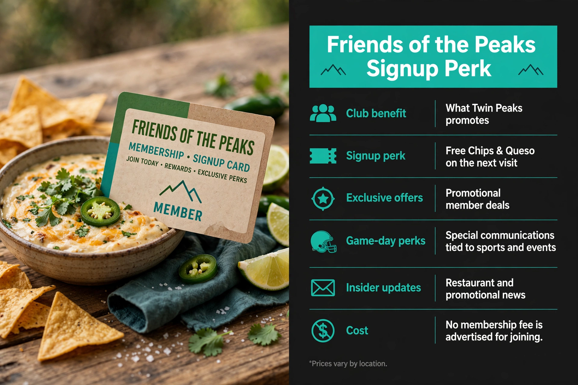 Infographic: Twin Peaks Friends of the Peaks Signup Perk happy hour