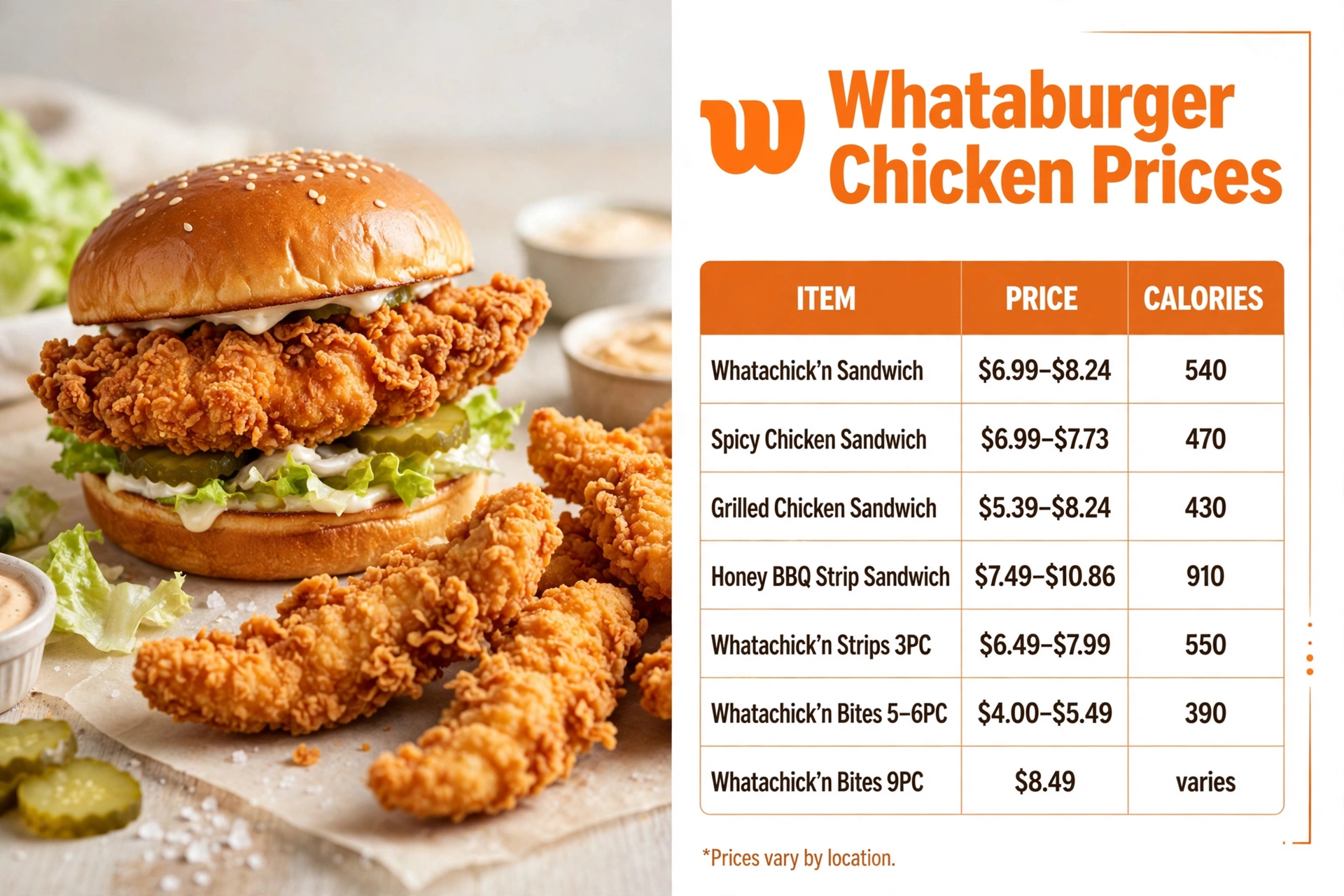 Whataburger Menu Chicken infographic