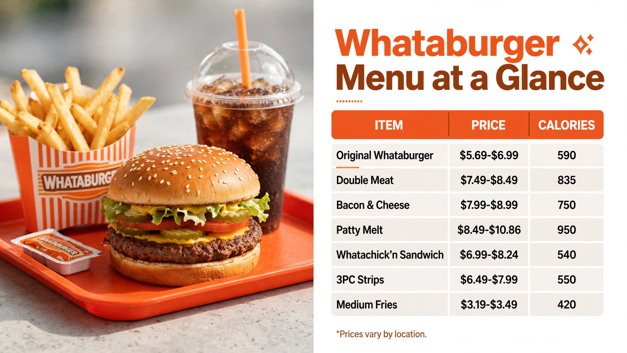 Whataburger Menu Glance infographic