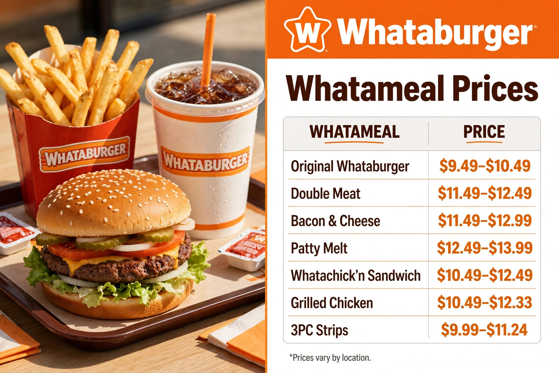 Whataburger Menu Whatameal infographic