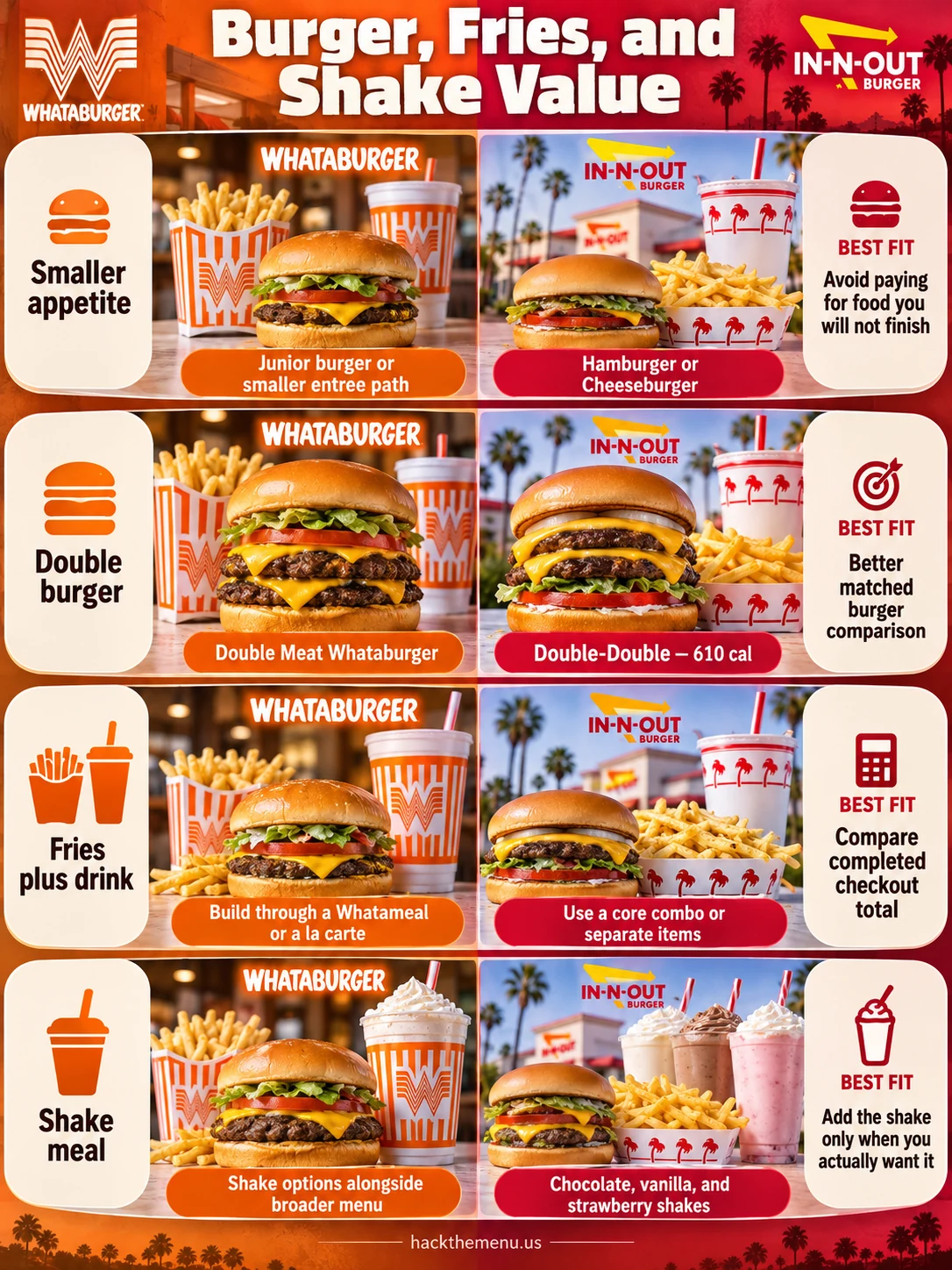Whataburger Vs In N Out Burger Fries Shake Value infographic