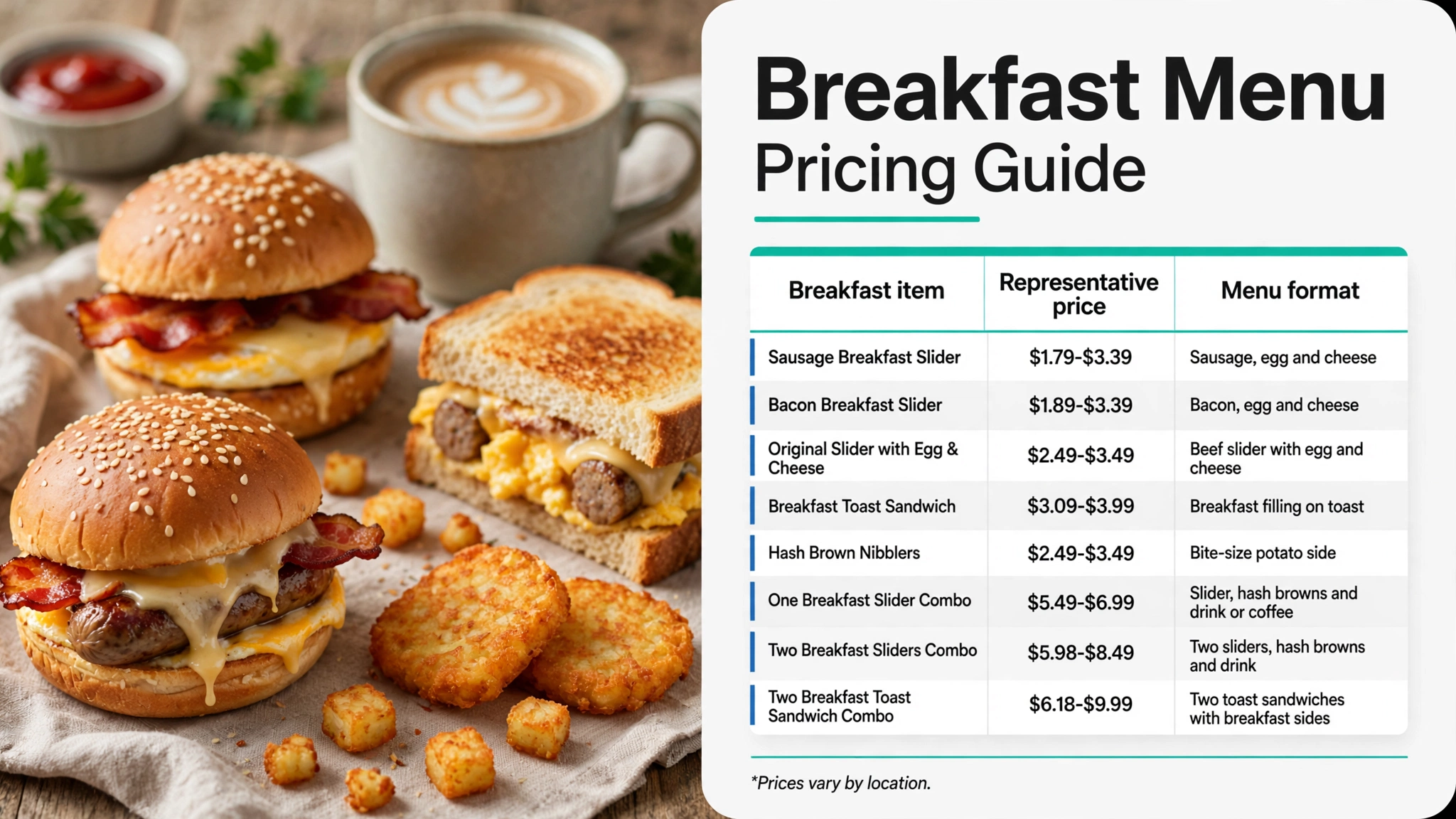 White Castle menu prices infographic - table 5