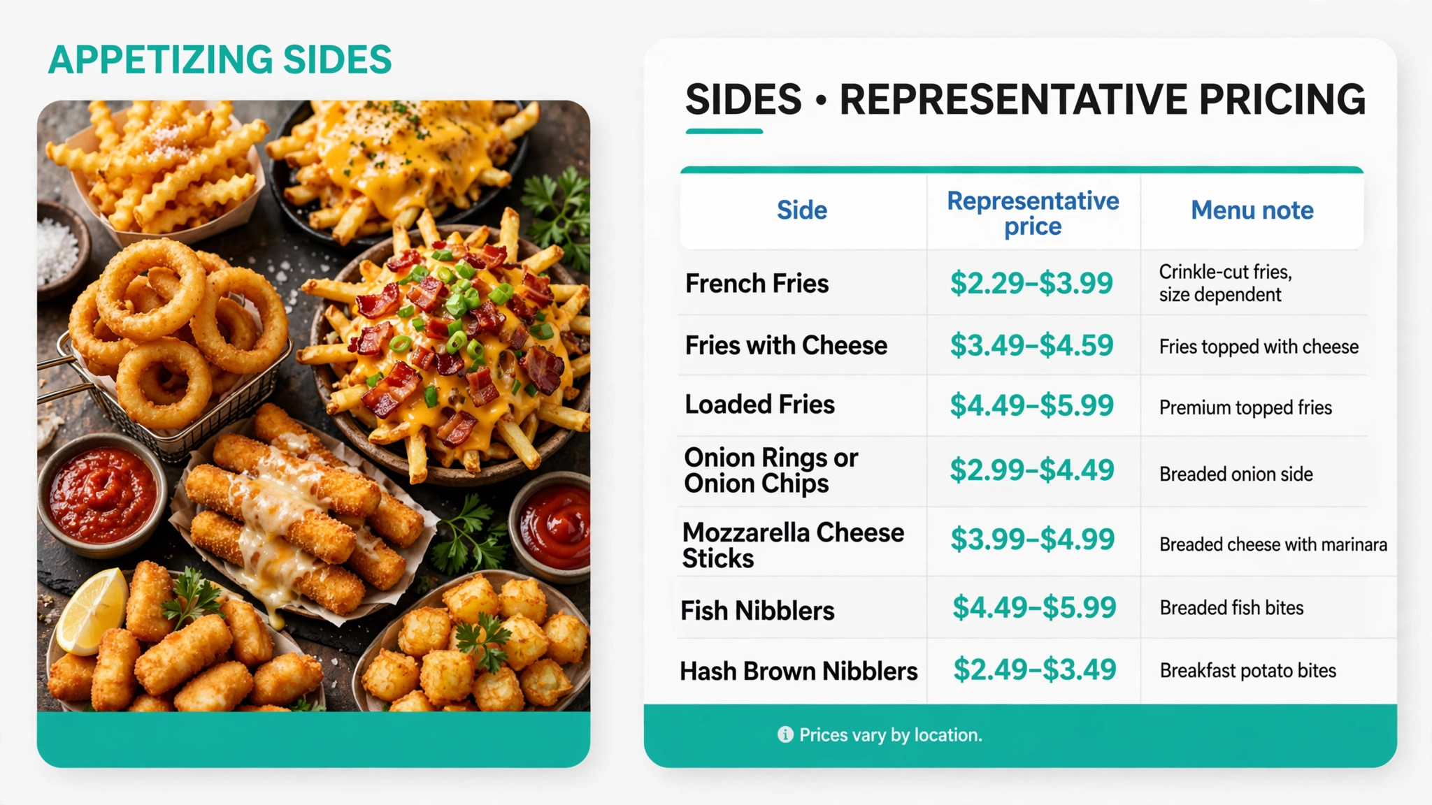 White Castle menu prices infographic - table 7